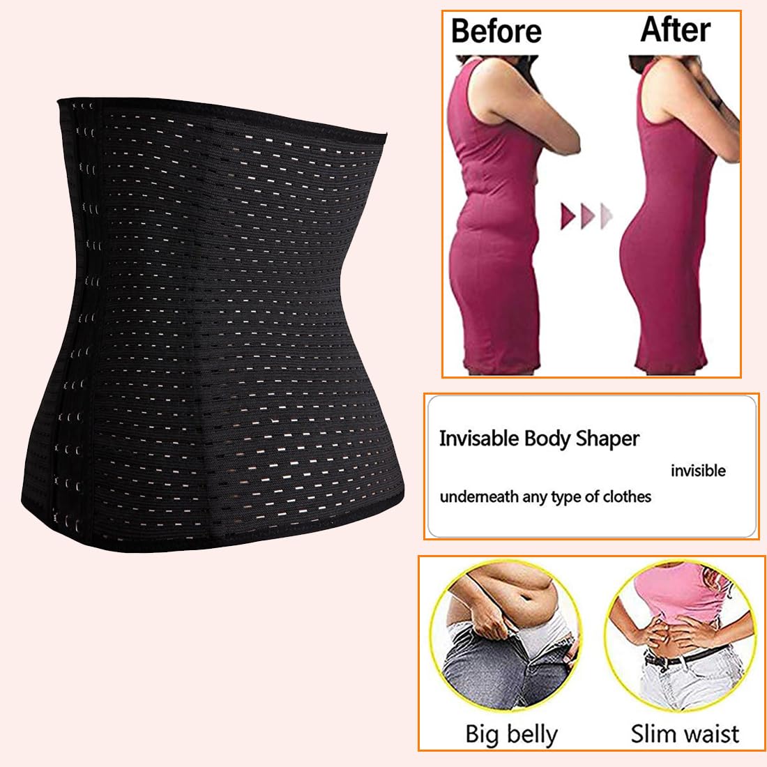Best Waist Trainer for Women - Tummy Control Body Shaper with Steel Bones for Hourglass Figure | Postpartum Recovery, Workout & Everyday Slimming Shapewear