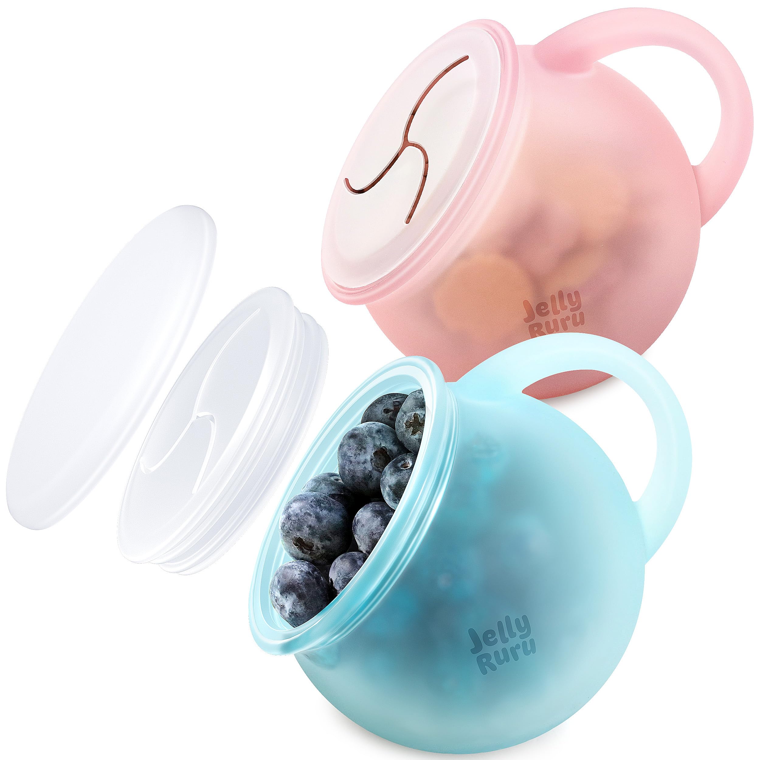 Spill-Proof Silicone Snack Cups for Toddlers - BPA-Free Baby Snack Containers for Travel & On-the-Go (2-Pack) - Perfect for Car Rides, Airplane Trips, and Playdates