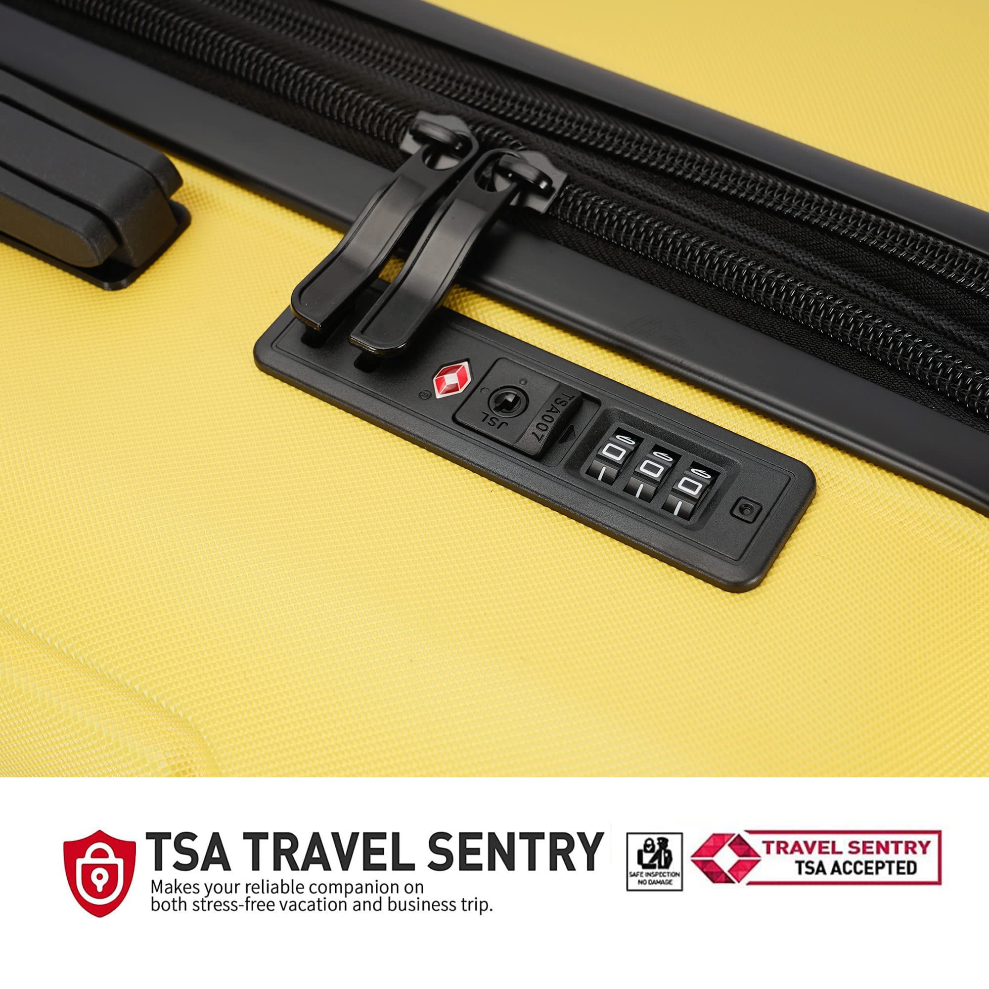ABS Luggage with TSA Locks - 28-Inch Large Expandable Suitcase, Yellow Spinner with Friction-Resistant Wheels | Perfect for International Travel & Business Trips
