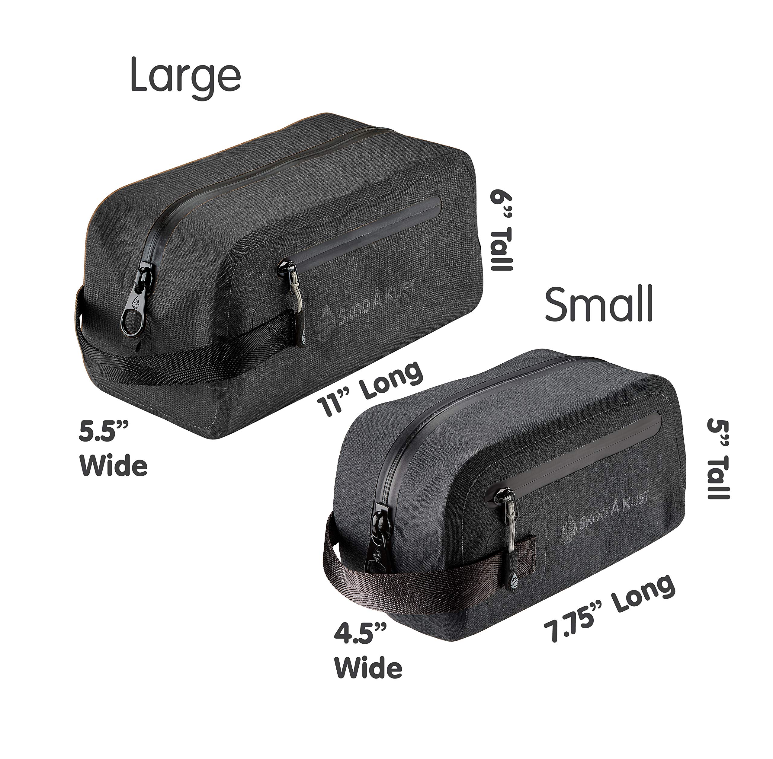 Skog Å Kust DoppSåk Waterproof & Leak-Proof Travel Toiletry Bag | Small Black Cosmetic Organizer | Perfect for Airplane Carry-On, Camping & Gym Essentials