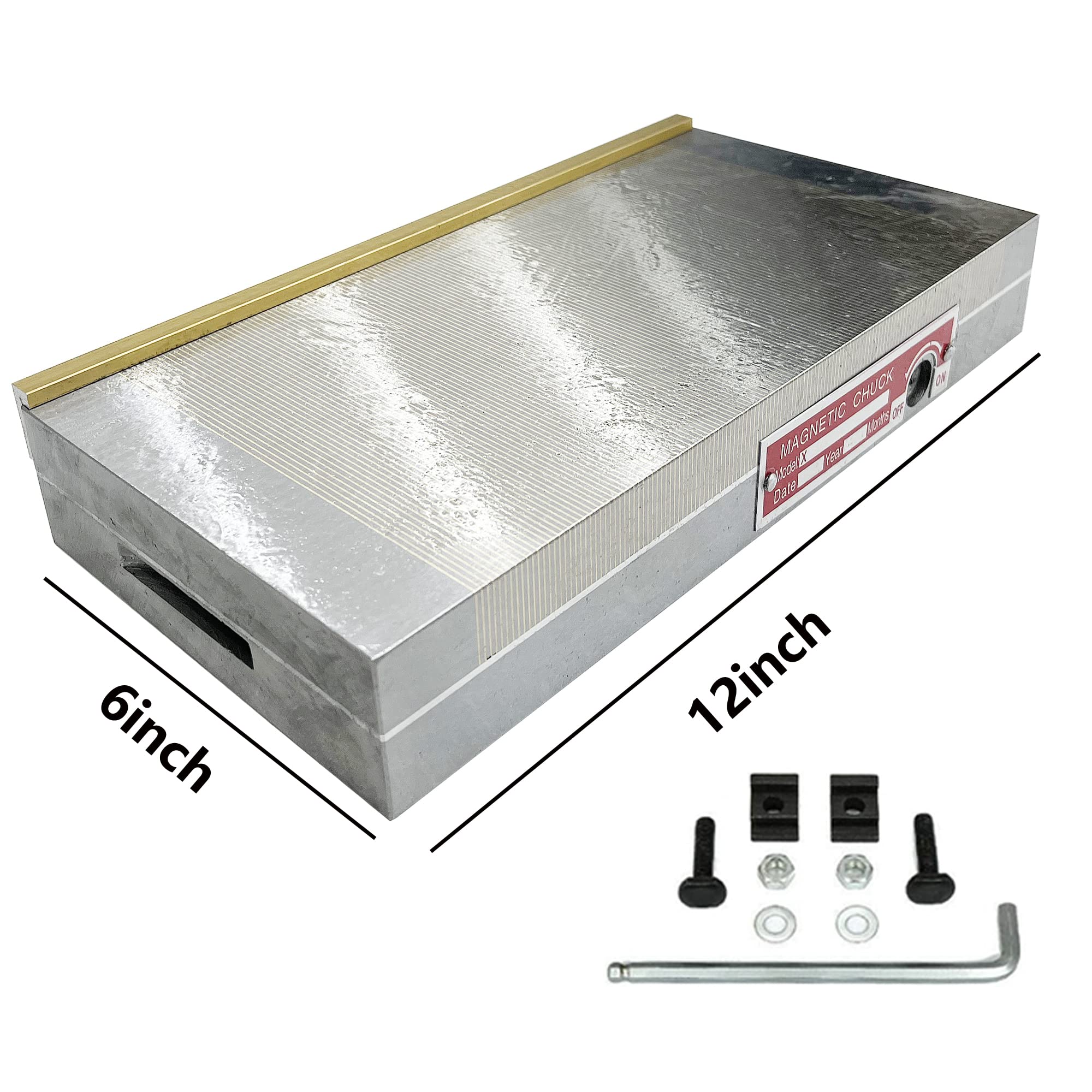 INTBUYING 6x12 Inch Fine Pole Permanent Magnetic Chuck - 100-120N/cm2 Powerful Sealed Rectangular Chuck for Grinding Machine, Milling & CNC Workholding | Perfect for Metal Grinding, Machining & Precision Work in Workshops
