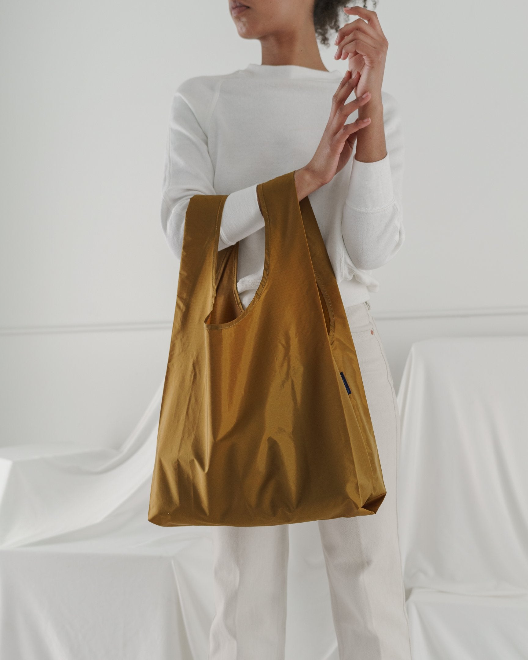 Baggu Standard Reusable Shopping Bag - Eco-Friendly Foldable Tote for Groceries, Beach & Travel - Bronze