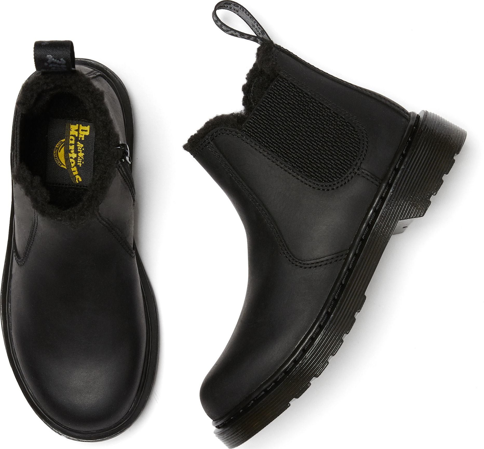2976 Faux Fur Lined Leather Chelsea Boots for Kids - Warm Winter Ankle Boots with Synthetic Fur - Perfect for School, Outdoor Play & Cold Weather