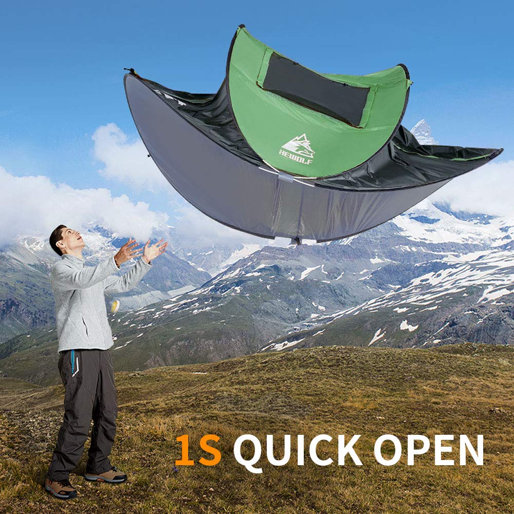 Hewolf 2/4 Person Pop Up Camping Tent - Instant Setup, Waterproof & Windproof Family Tent for Outdoor Adventures, Camping, Hiking, Beach & Backpacking | Perfect for Family Trips & Weekend Getaways