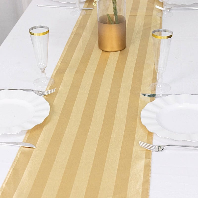 12x108 Inch Striped Satin Table Runner for Weddings - Elegant Dining Decor for Banquets, Parties & Special Events