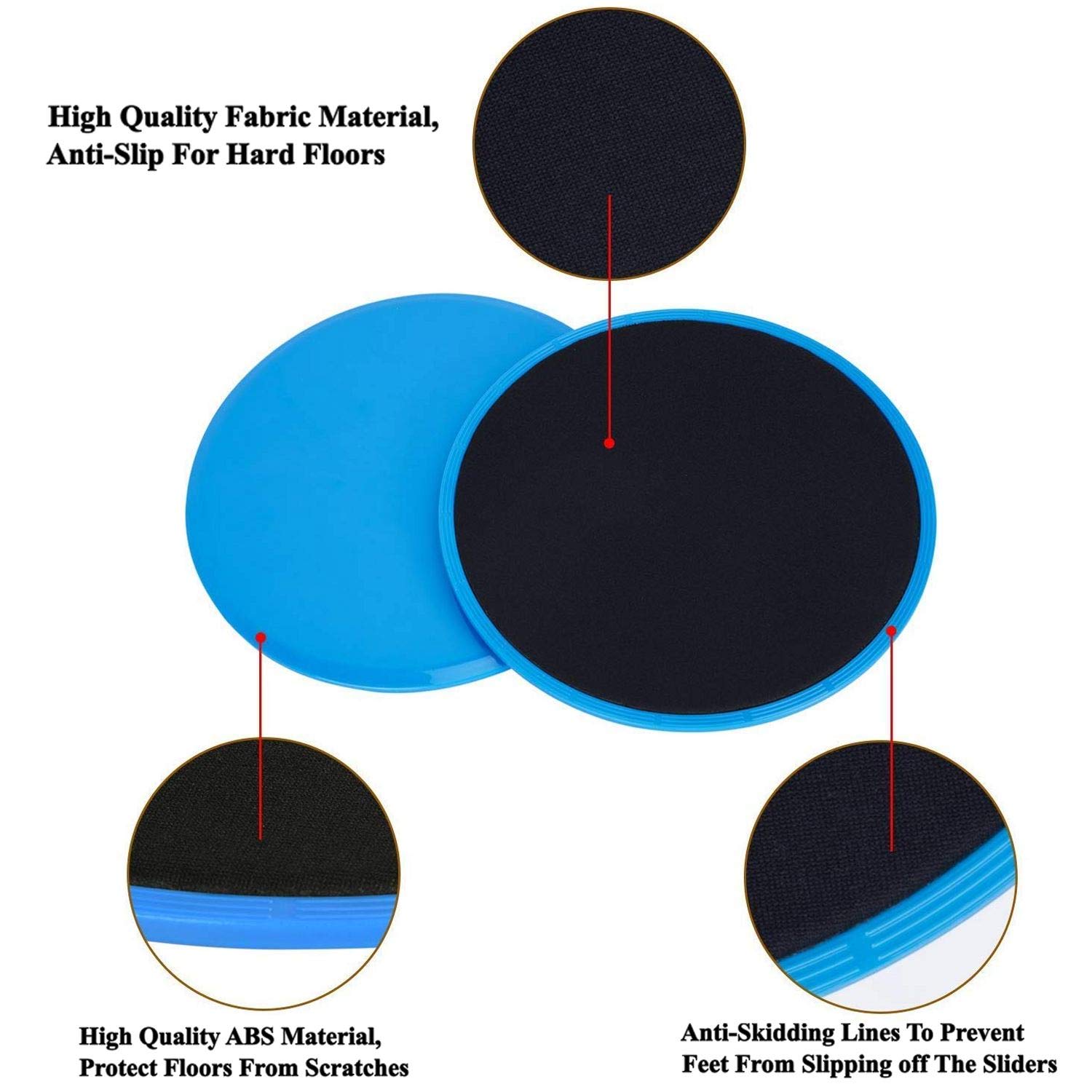 Runee Gliding Disc Sliders - Dual Sided Core Workout for Home & Travel Fitness