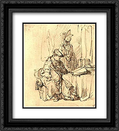 Rembrandt Museum Art Print - 20x22 Black Ornate Framed Double Matted Classic Painting Reproduction | Perfect for Home Office Decor, Library Wall Art & Gift for Book Lovers