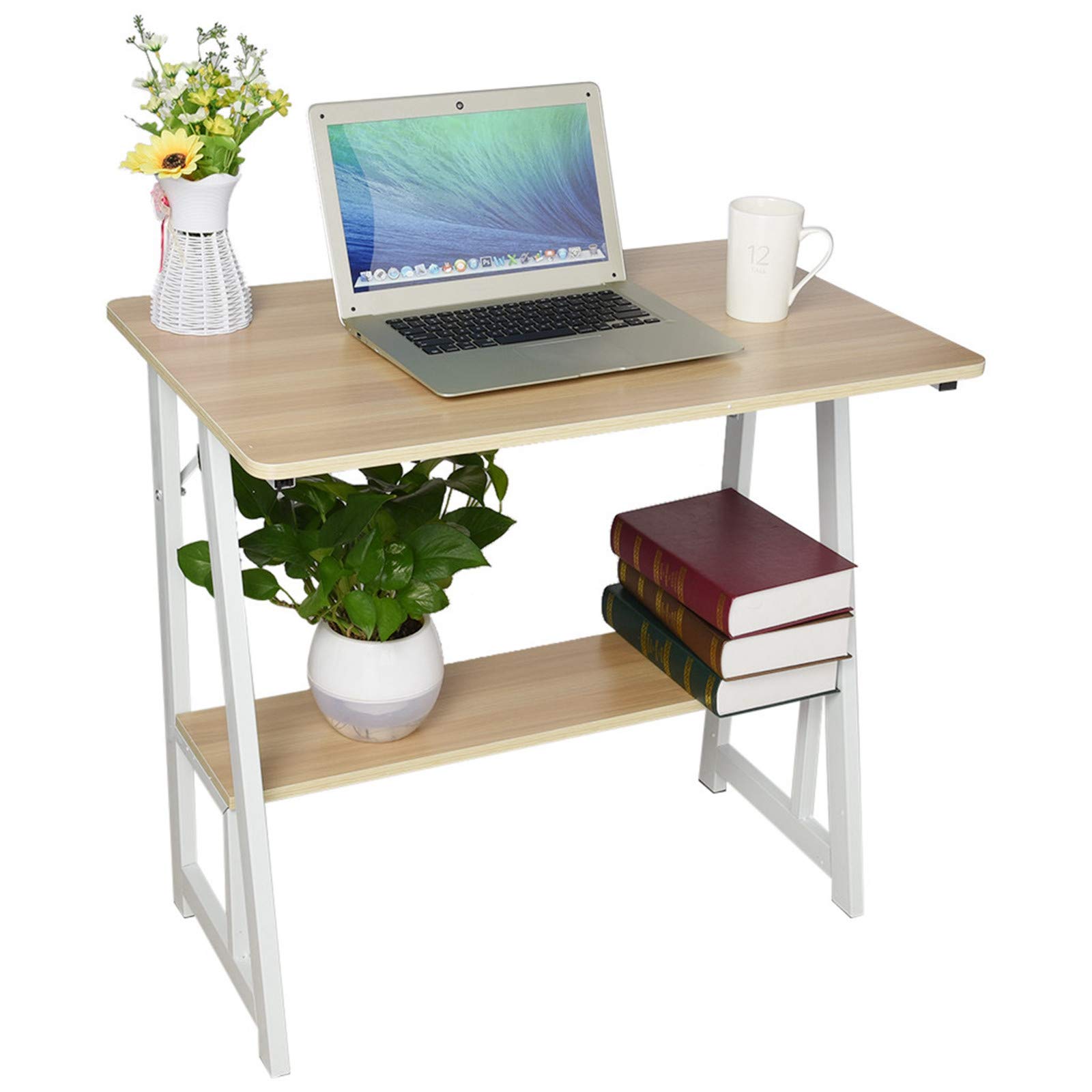 Premium Small Desk Shelf Organizer - 31.5×19.7 Inch Space-Saving Bookshelf for Dorm, Home & Office - Perfect for Computer Desks, Study Areas & Workspace Organization