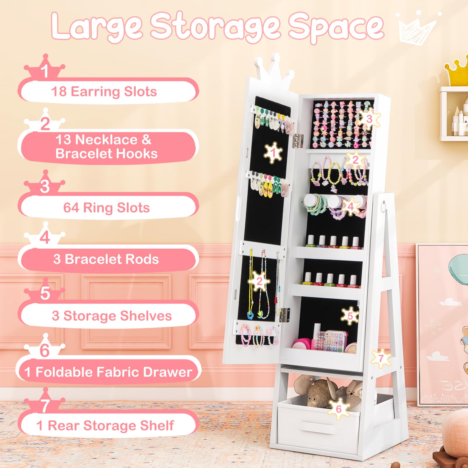 Costzon Kids Jewelry Armoire - 45.5