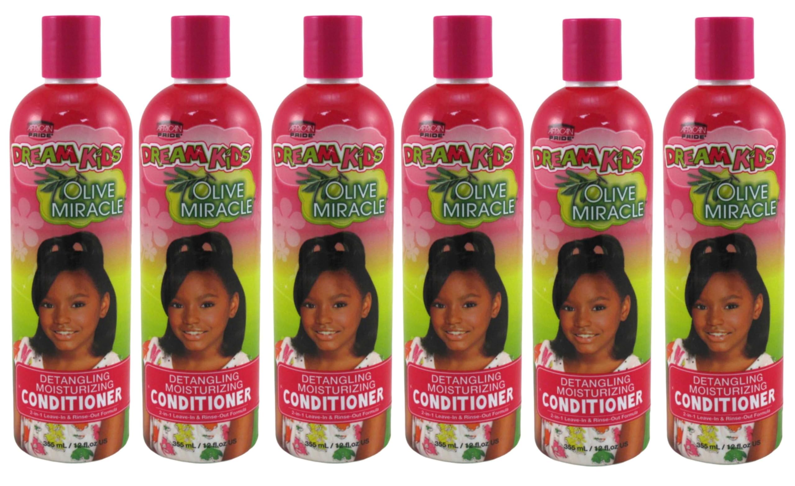 African Pride Olive Miracle Dream Kids Conditioner 12oz (6 Pack) - Hydrating & Detangling for Curly & Natural Hair - Perfect for Daily Use & After Swim Care