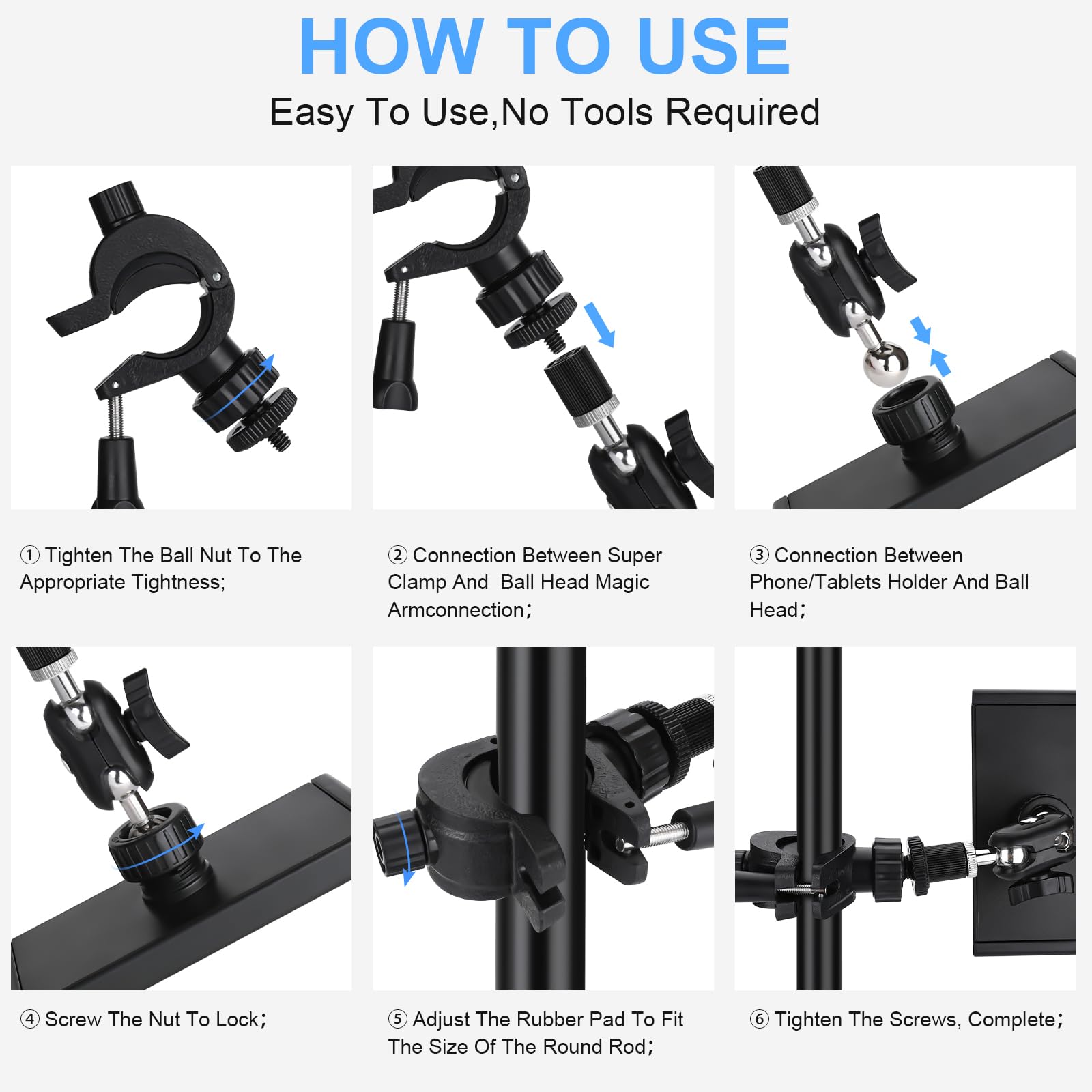 Adjustable Phone Holder for Mic Stand - Rotatable Microphone Music Stand Mount Compatible with iPhone & Android Phones | Perfect for Live Streaming, Karaoke & Music Performances