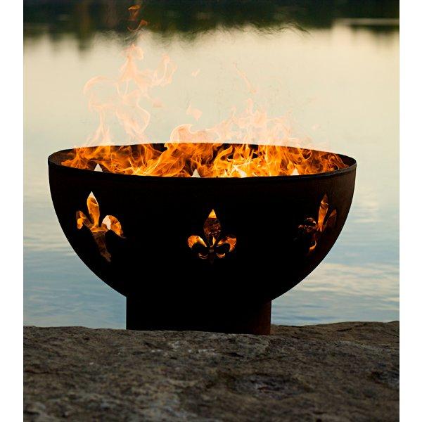 Fleur de Lis Fire Pit - Outdoor Cast Iron Fire Bowl for Patio, Garden, Backyard - Decorative & Functional Fireplace for Camping, Bonfires, and Gatherings