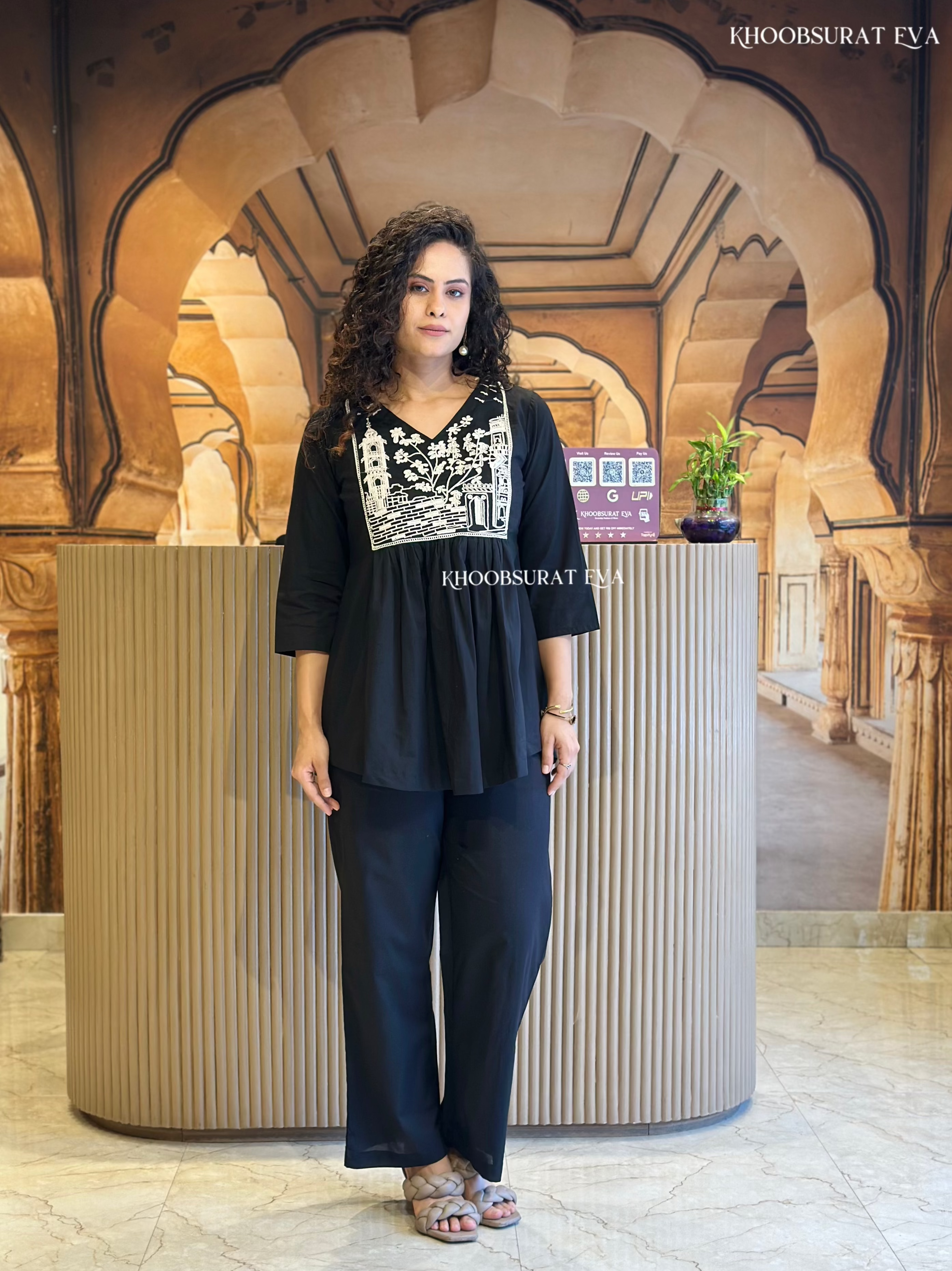 Dubai Bling Black Coord Set for Women - Elegant Two-Piece Outfit for Parties, Dinners & Special Occasions
