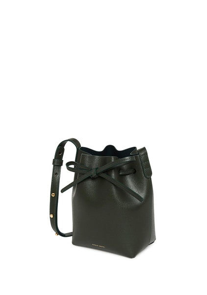 Mini Saffiano Leather Bucket Bag in Moss Green - Stylish Crossbody Purse for Women, Perfect for Everyday Use, Travel & Shopping
