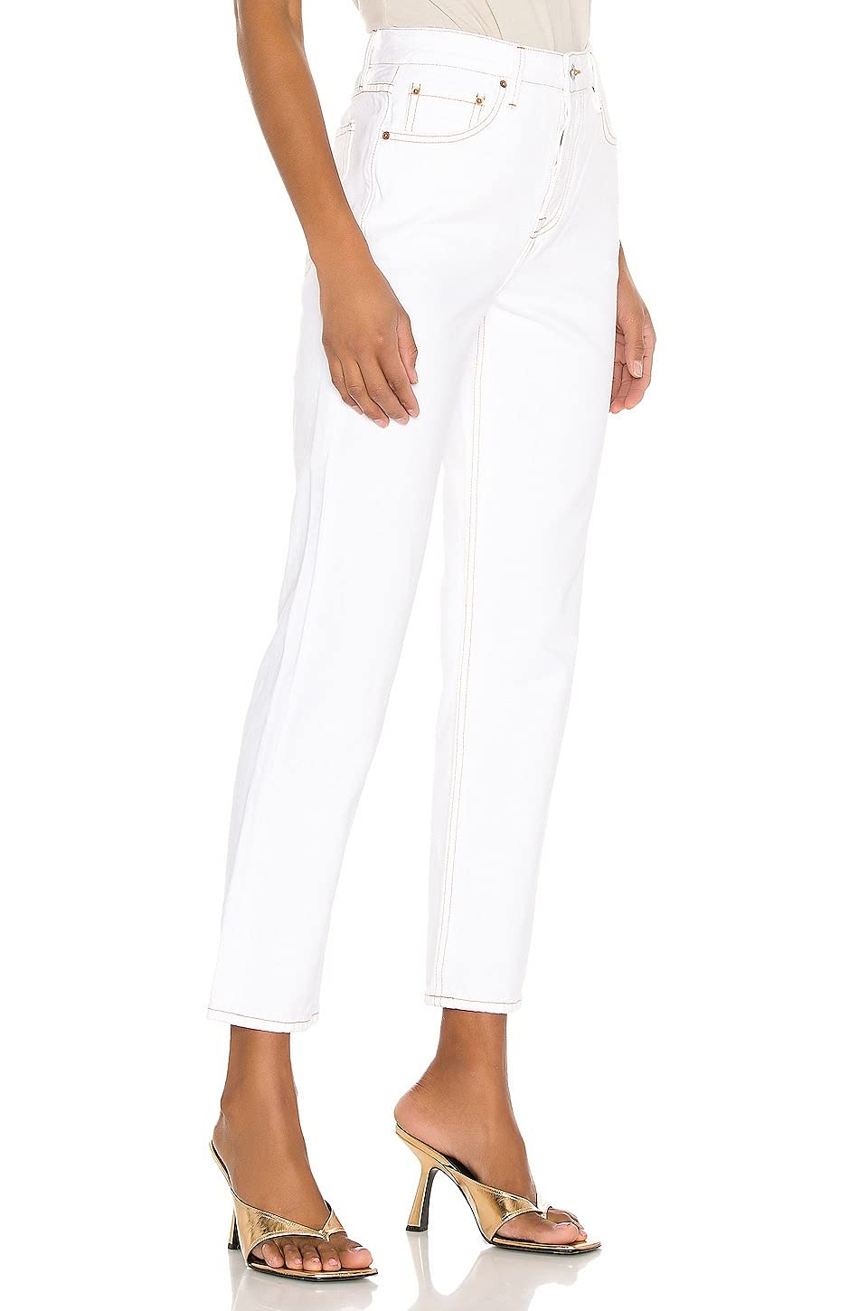 GRLFRND Helena Super High Rise Straight-Leg Jeans for Women - Indy Wash Distressed Denim - Size 25 - Perfect for Casual Outfits, Date Nights & Street Style Fashion