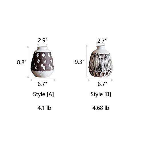 Handcrafted Rustic Brown Ceramic Vase - Farmhouse Home Decor for Centerpieces, Wedding Decor, and Living Room Accents