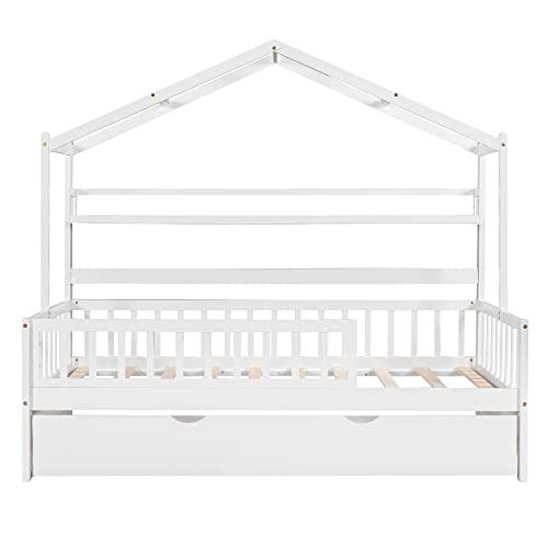 White With Trundle+shelf