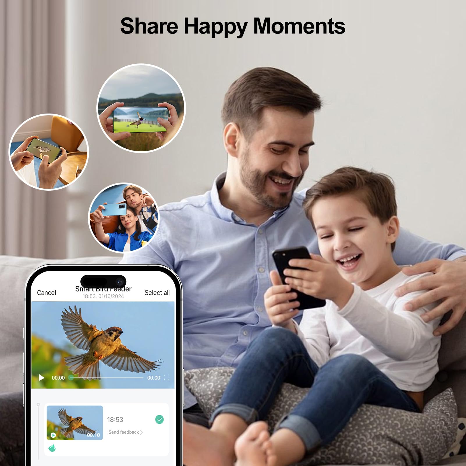 Smart Bird Feeder with Camera - AI Bird Identification, Solar Powered, 1080P HD Video Recording & Instant Alerts | Perfect Backyard Birdwatching Gift for Nature Lovers & Families (Ideal for Garden, Patio, or Balcony)
