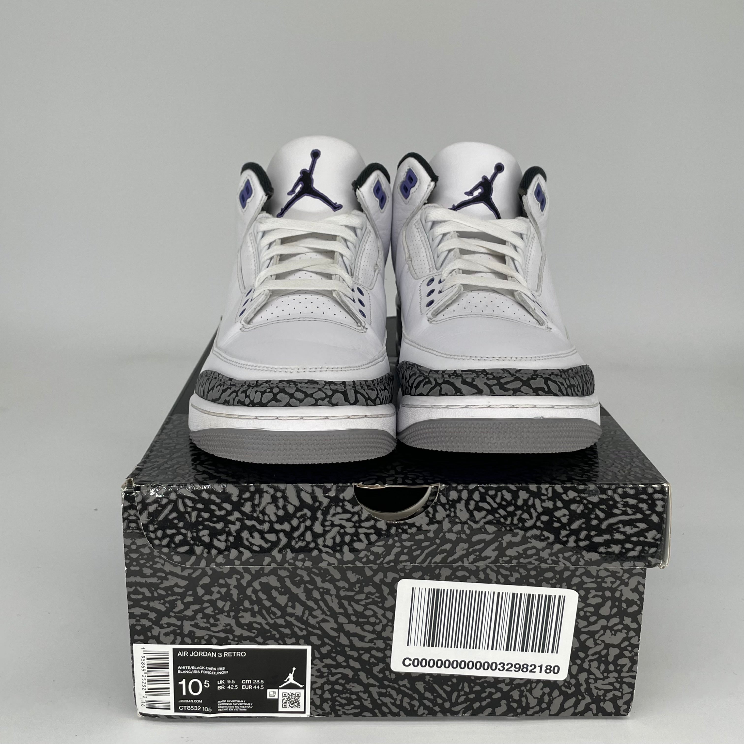 AIR JORDAN 3 DARK IRIS Men's Basketball Shoes Size 10.5 - Retro Style Sneakers for Running, Gym & Casual Wear (CT8532-105)