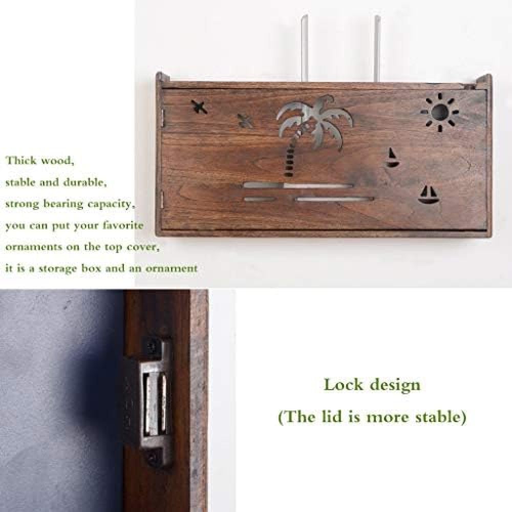Wall-Mounted WiFi Router Storage Box with Cable Management - Organize and Hide Router, Modem & Cables - Perfect for Home Office, Living Room, and Bedroom Network Setup