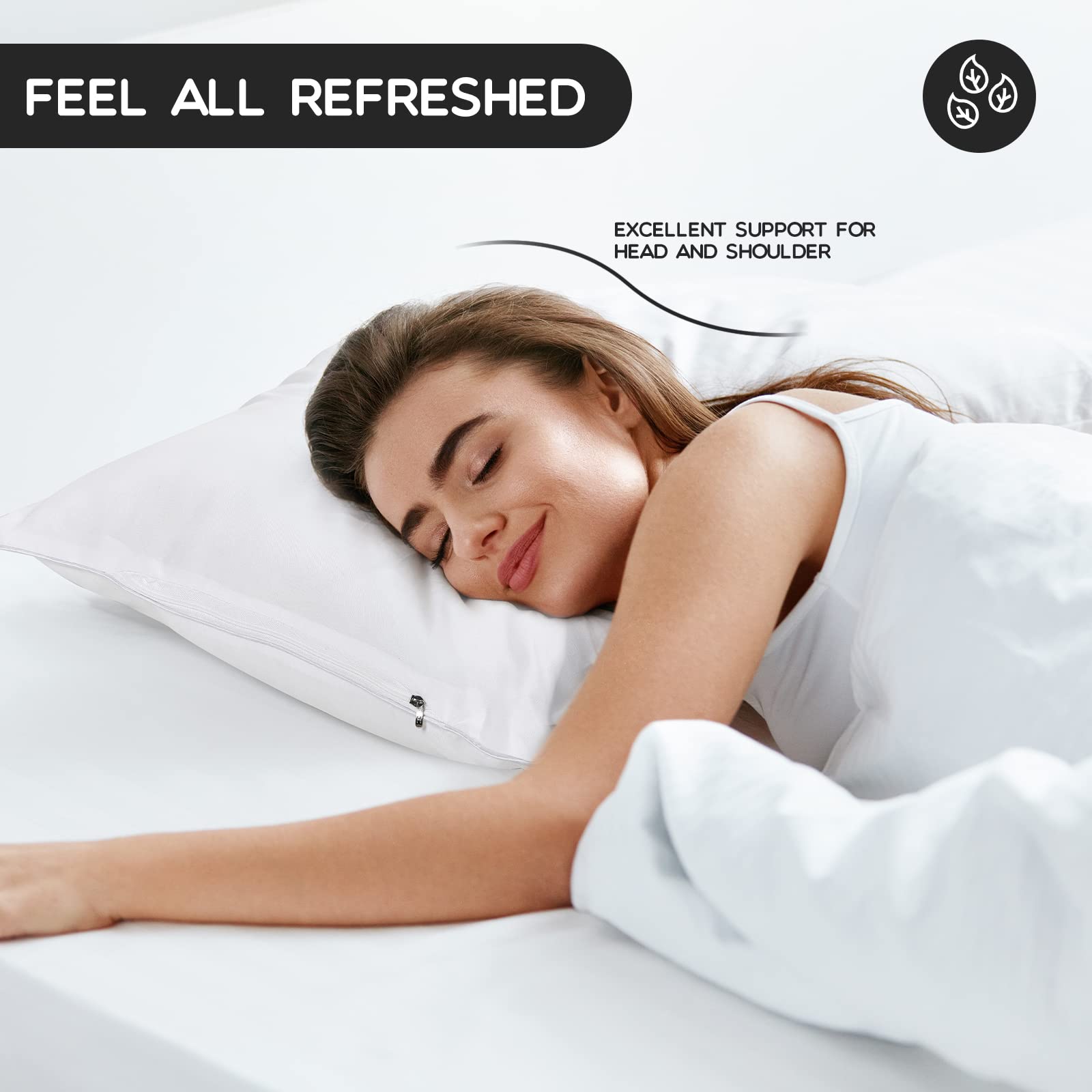 Macarrie 20-Pack Queen Pillows for Sleeping - Hotel Quality, Machine Washable (30x20 Inches) - Ideal for Stomach, Back & Side Sleepers