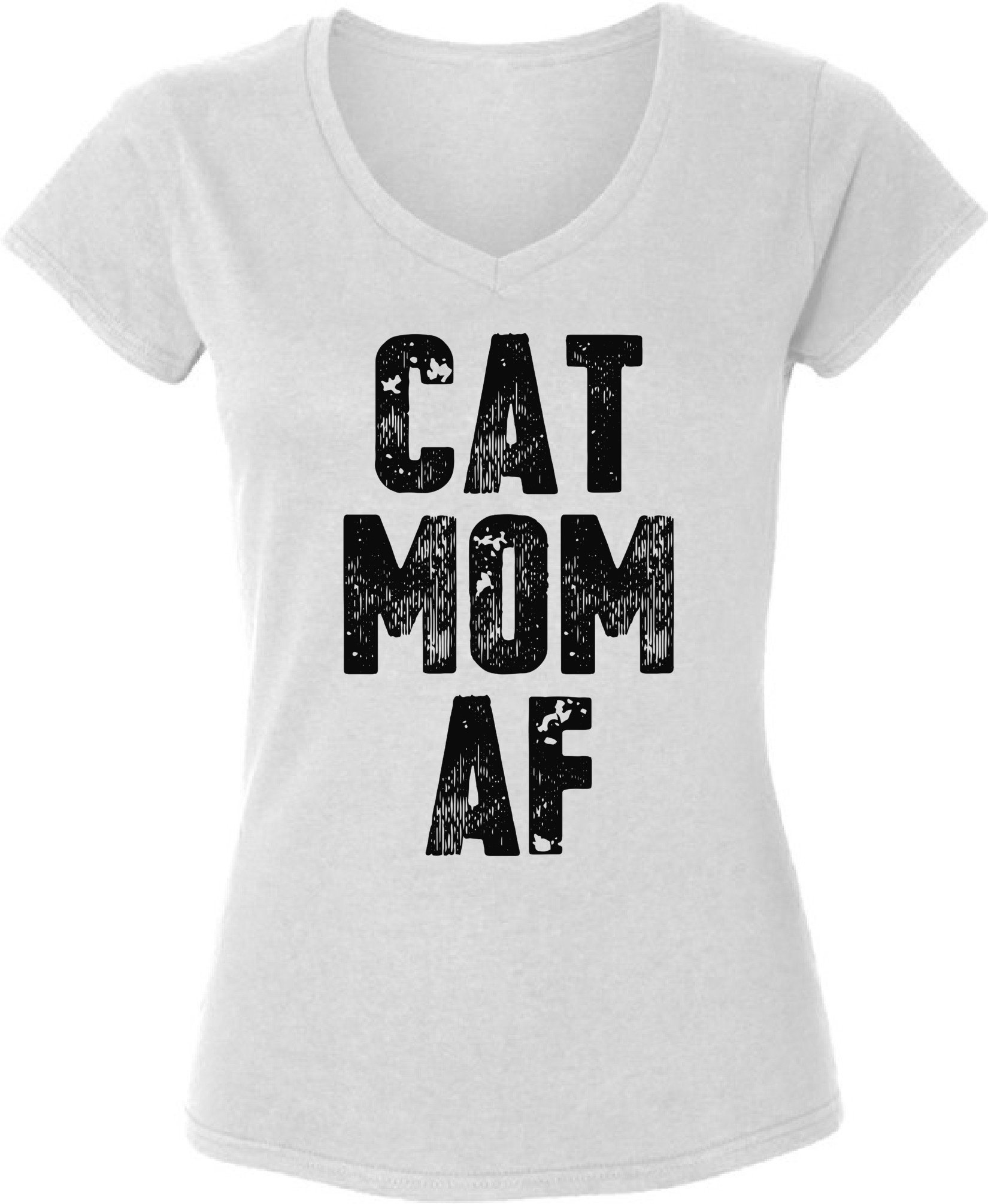 Cat Mom AF V-Neck T-Shirt - Funny Mother's Day Shirts for Women - Cute Cat Lover Gift - Perfect for Cat Owners, Pet Moms & Animal Lovers - Great for Casual Wear, Birthday Gifts & Cat-Themed Parties