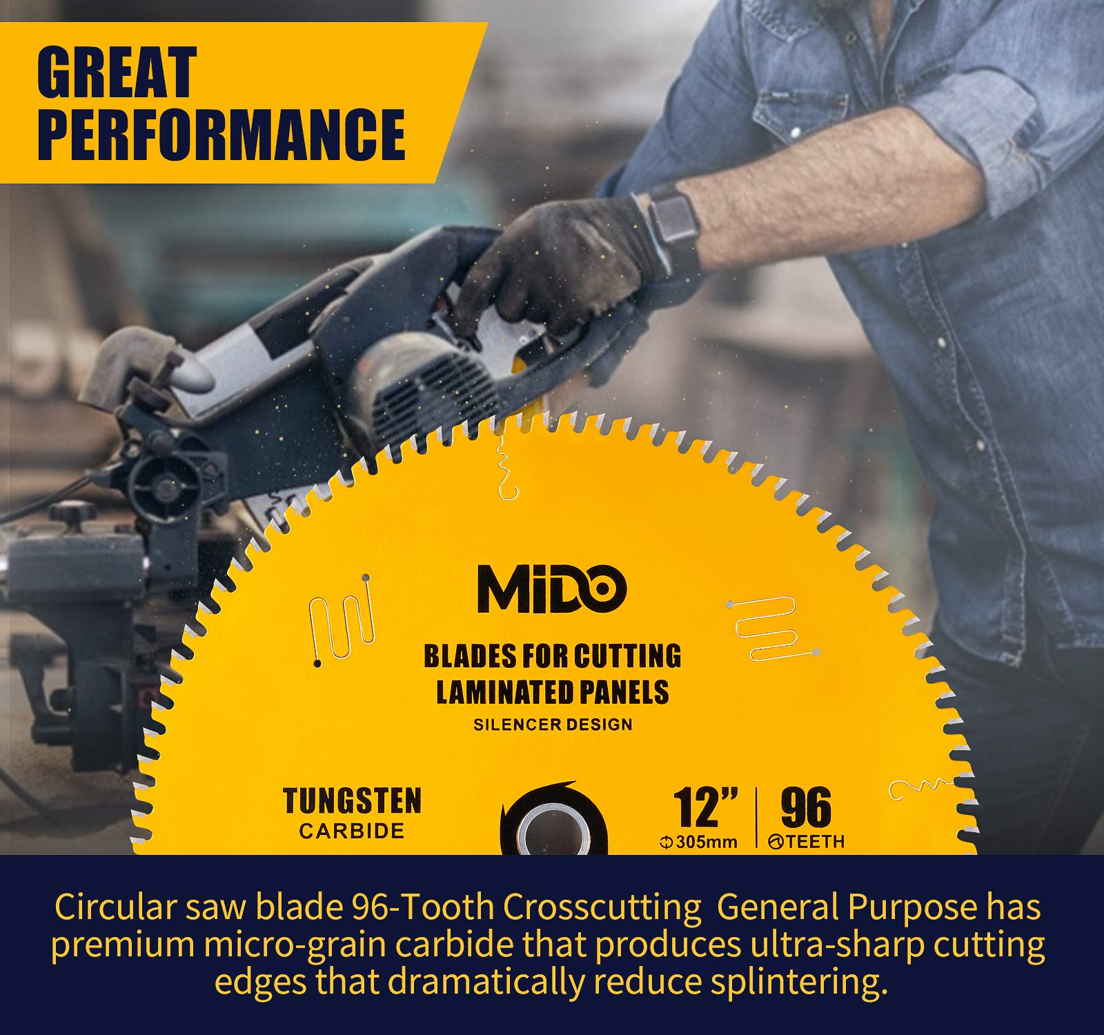 12 Inch 96-Tooth Miter Saw Blade with 1