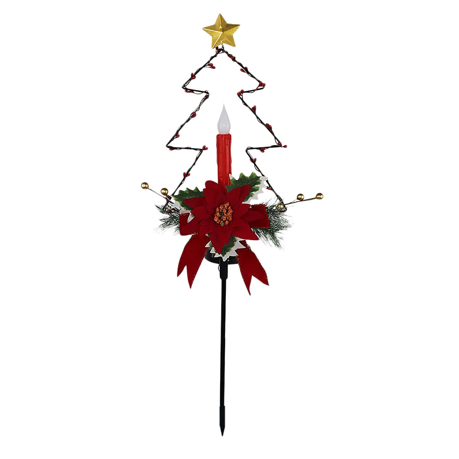Solar Powered Christmas Tree Lights - Outdoor Waterproof LED Lawn Candles for Garden, Yard, and Patio Decor - Perfect for Holiday, Christmas, and Winter Decorations
