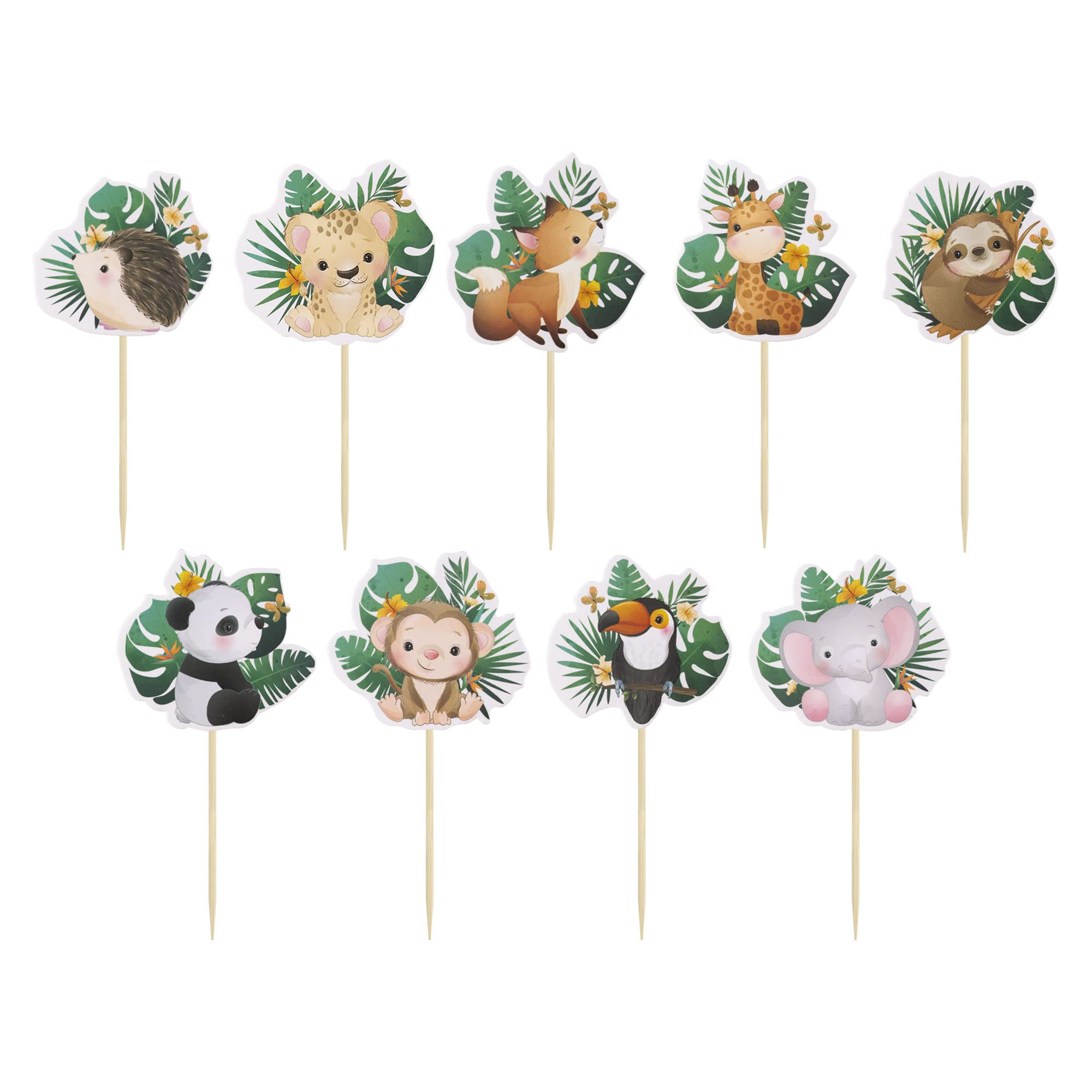 36Pcs Woodland Animal Cupcake Toppers - Wild One Birthday Party Decorations for Baby Shower, Jungle Safari Theme Party Supplies - Perfect for Cake Decor, Baby Shower, and Wild One Themed Celebrations