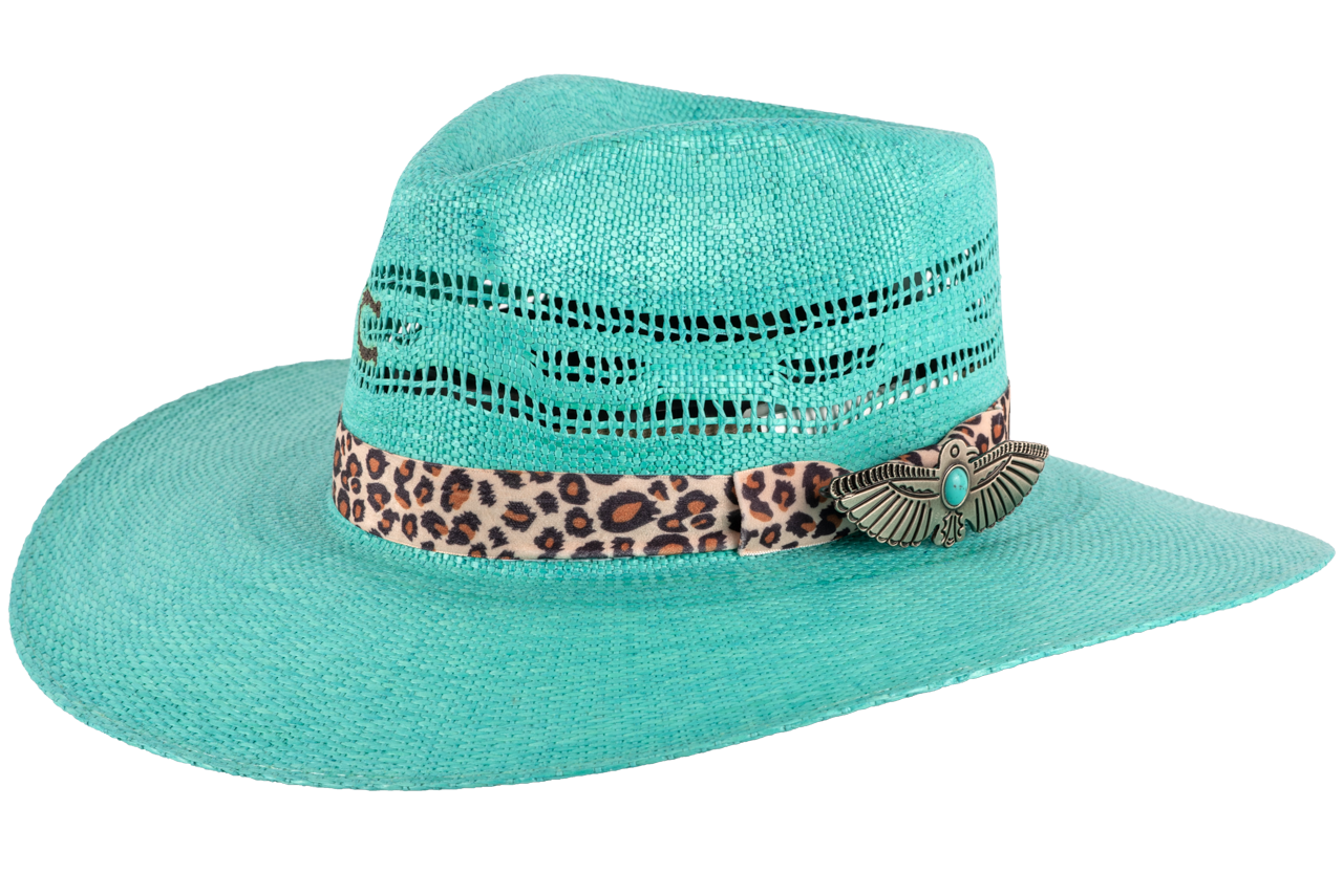 Charlie 1 Horse Turquoise Straw Cowboy Hat - Western Style Sun Protection for Outdoor, Rodeo & Country Music Festivals