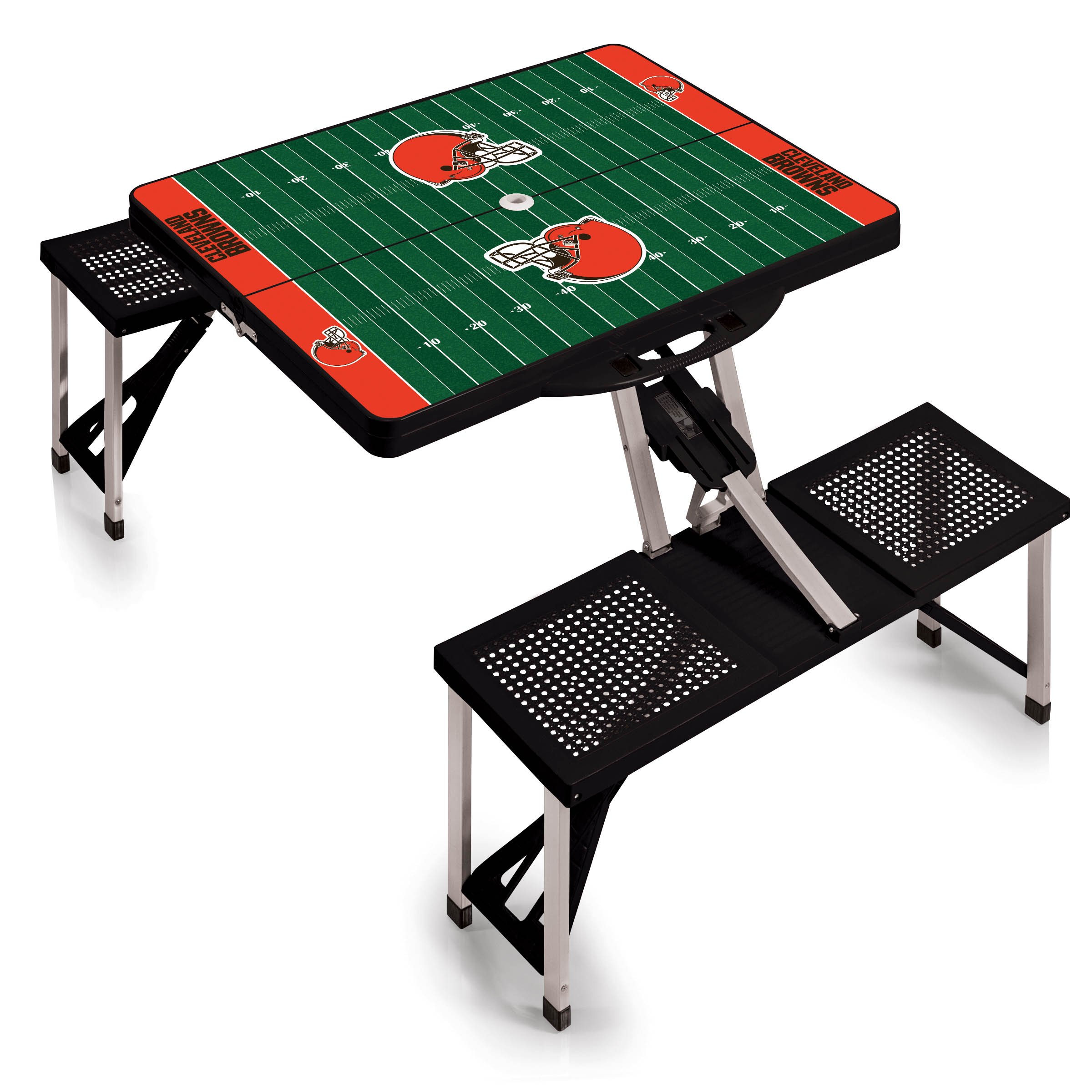 PICNIC TIME NFL Portable Folding Picnic Table with 4 Seats & Umbrella - Compact Outdoor Dining Set for Tailgating, Camping, Beach & Backyard BBQs