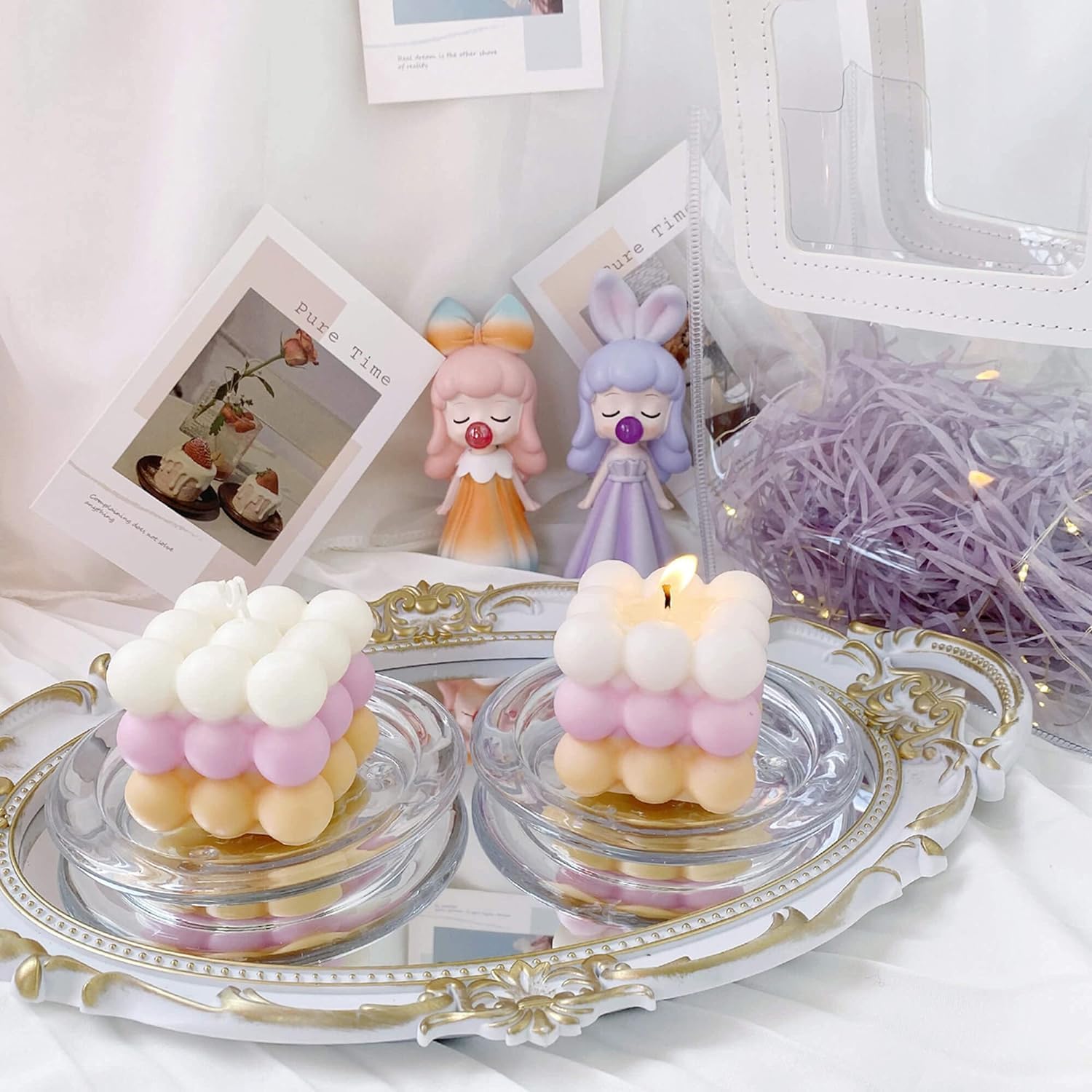 Radiance Store Silicone Bubble & Rainbow Candle Mold Set - DIY Pillar Candle, Epoxy Resin Molds for Lotion Bars, Bath Bombs, Clay Crafts - Perfect for Home Decor, Wedding Centerpieces & Spa Gift Making