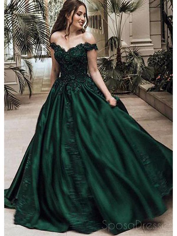 Elegant Off Shoulder Dark Green A-Line Long Evening Prom Dress for Women | Sweet 16 Dresses | Formal Gown for Homecoming, Prom Night & Special Occasions