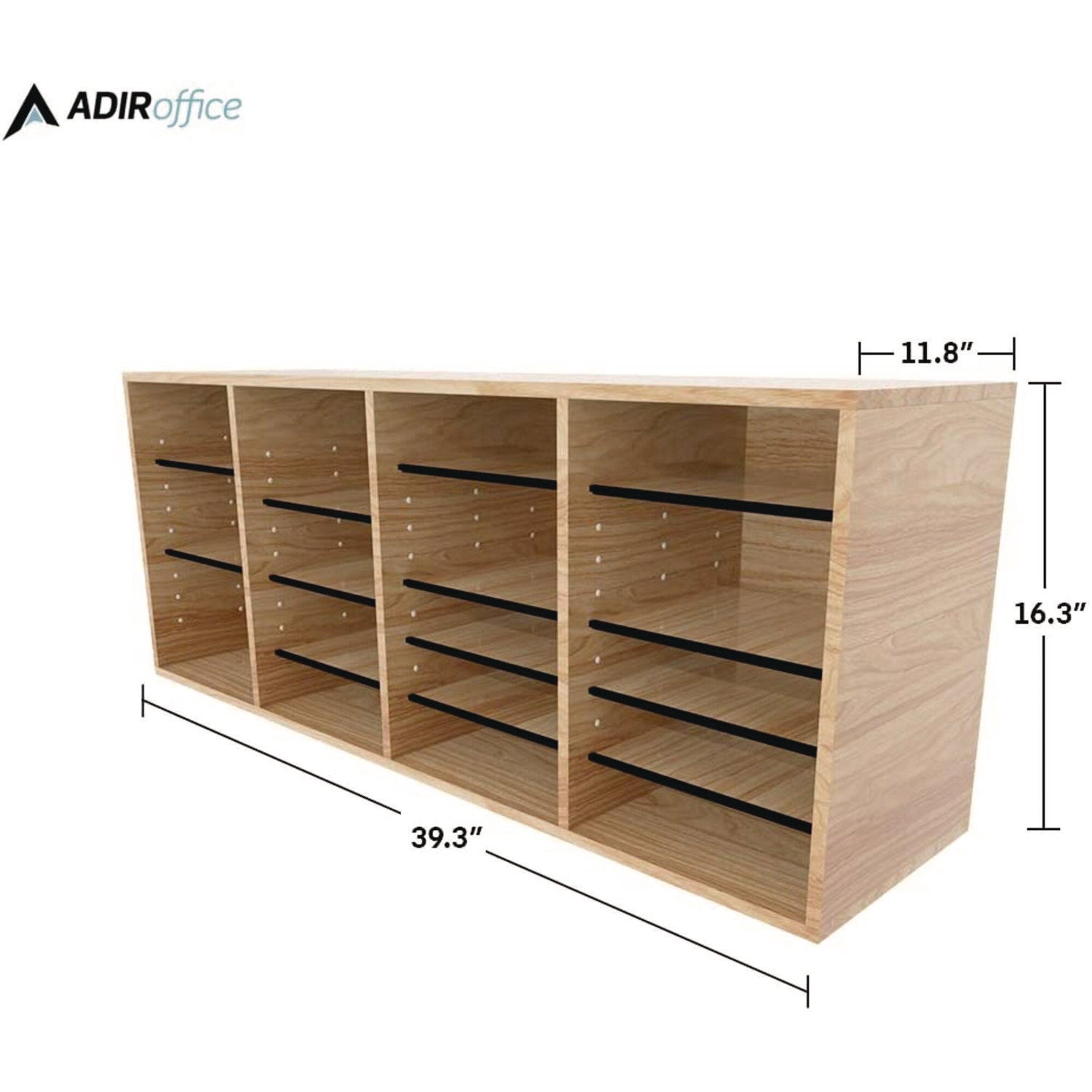 AdirOffice Wooden Adjustable 24-Section Letter Size Literature Organizer - Medium Oak (39.3