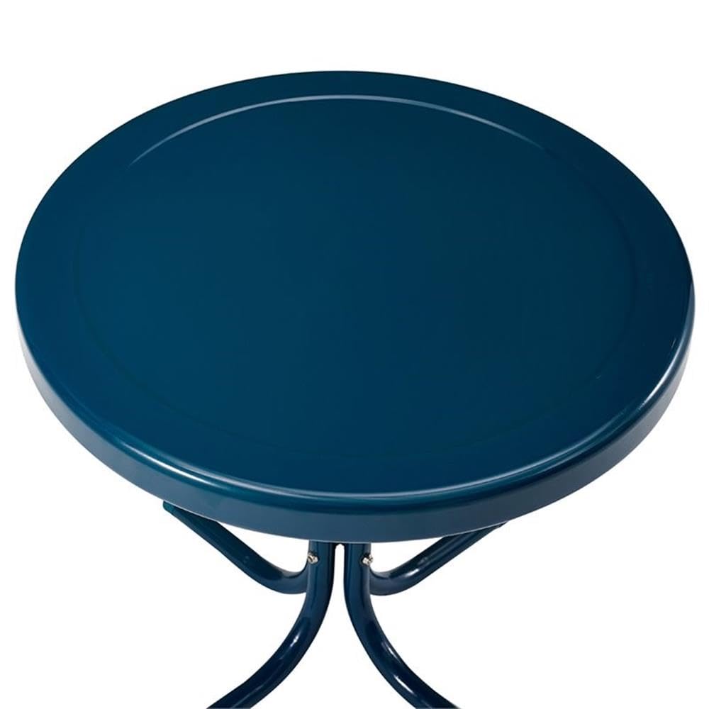 Home Square 2-Piece Navy Blue Metal Patio End Table Set - Outdoor Furniture for Deck, Garden & Poolside Relaxation