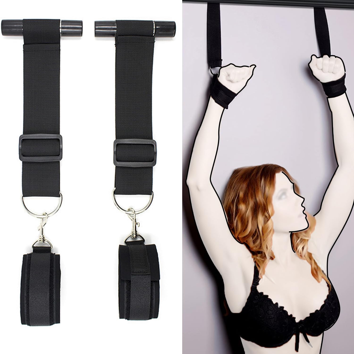 SUPKTHDY Sexy Handcuffs for Couples - Black Bondage Restraints for BDSM, SM & Beginners - Durable Metal Handcuffs for Erotic Play & Bedroom Fun - Perfect for Role Play, Spicing Up Relationships & Sensual Exploration
