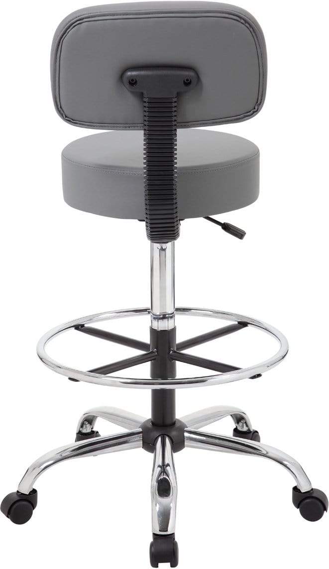 Ergonomic Boss Caressoft Medical Drafting Stool with Adjustable Height & Lumbar Support Back Cushion [B16245 BG] - Perfect for Doctors, Dentists, Tattoo Artists & Home Office Workspaces