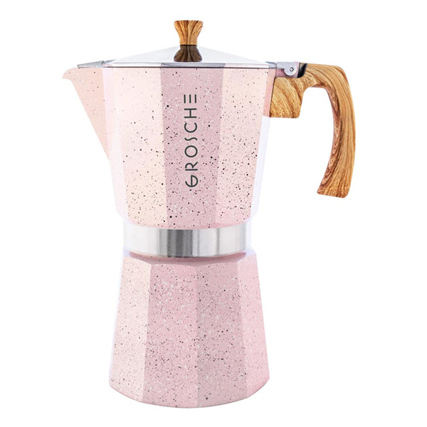 GROSCHE Milano Stovetop Espresso Maker - 3 Cup Italian Coffee Maker for Stove Top - Durable Stoneware Design - Perfect for Home, Office & Camping Coffee Brewing