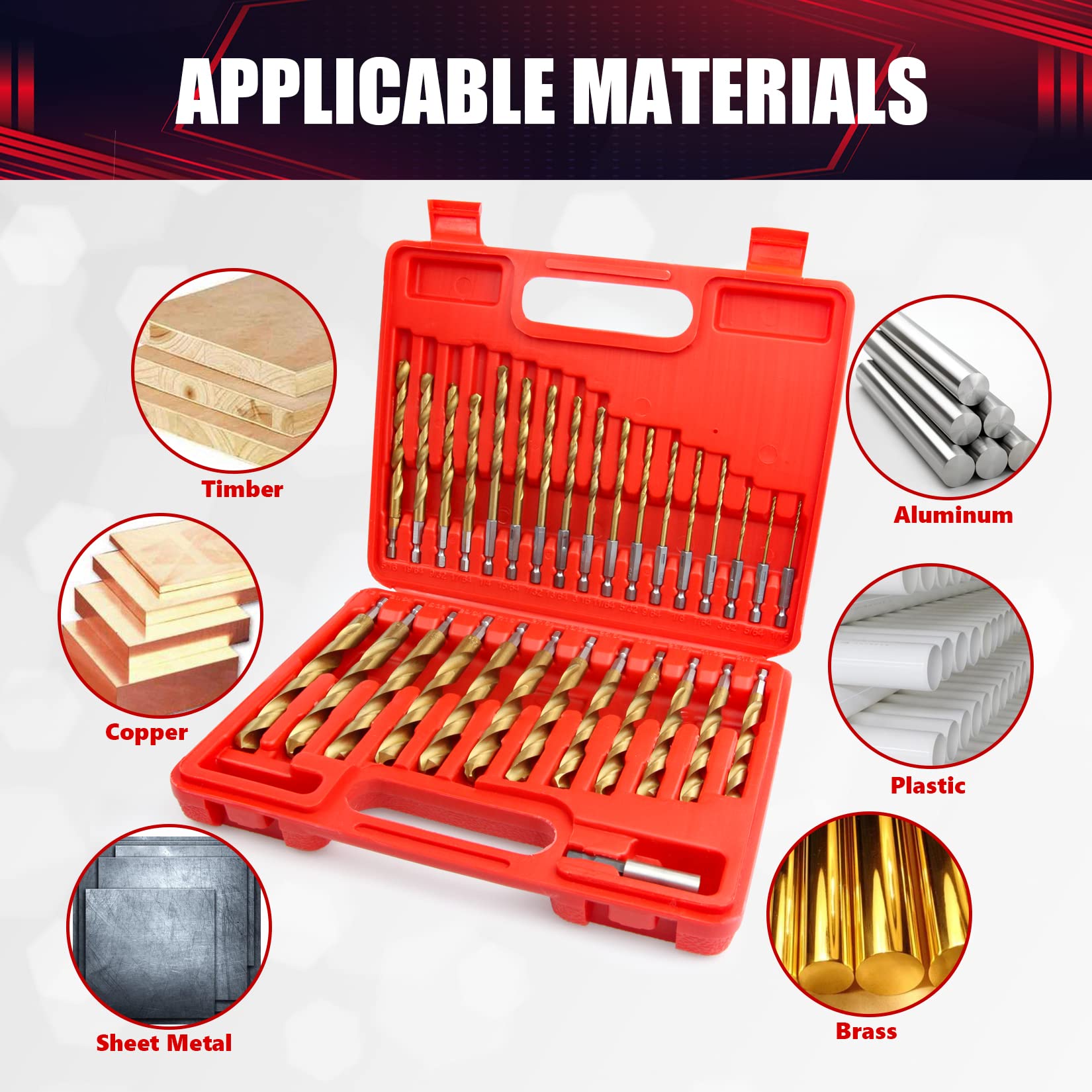 30 Pcs HSS Titanium Drill Bit Set, 1/16