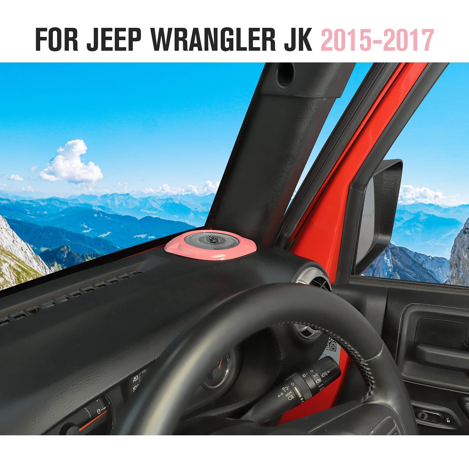 JeCar A-Pillar Speaker Cover Trim for Jeep Wrangler JK & Unlimited 2015-2018 - ABS Plastic Interior Accessories (Pink) - Upgrade Your Ride with Stylish Protection