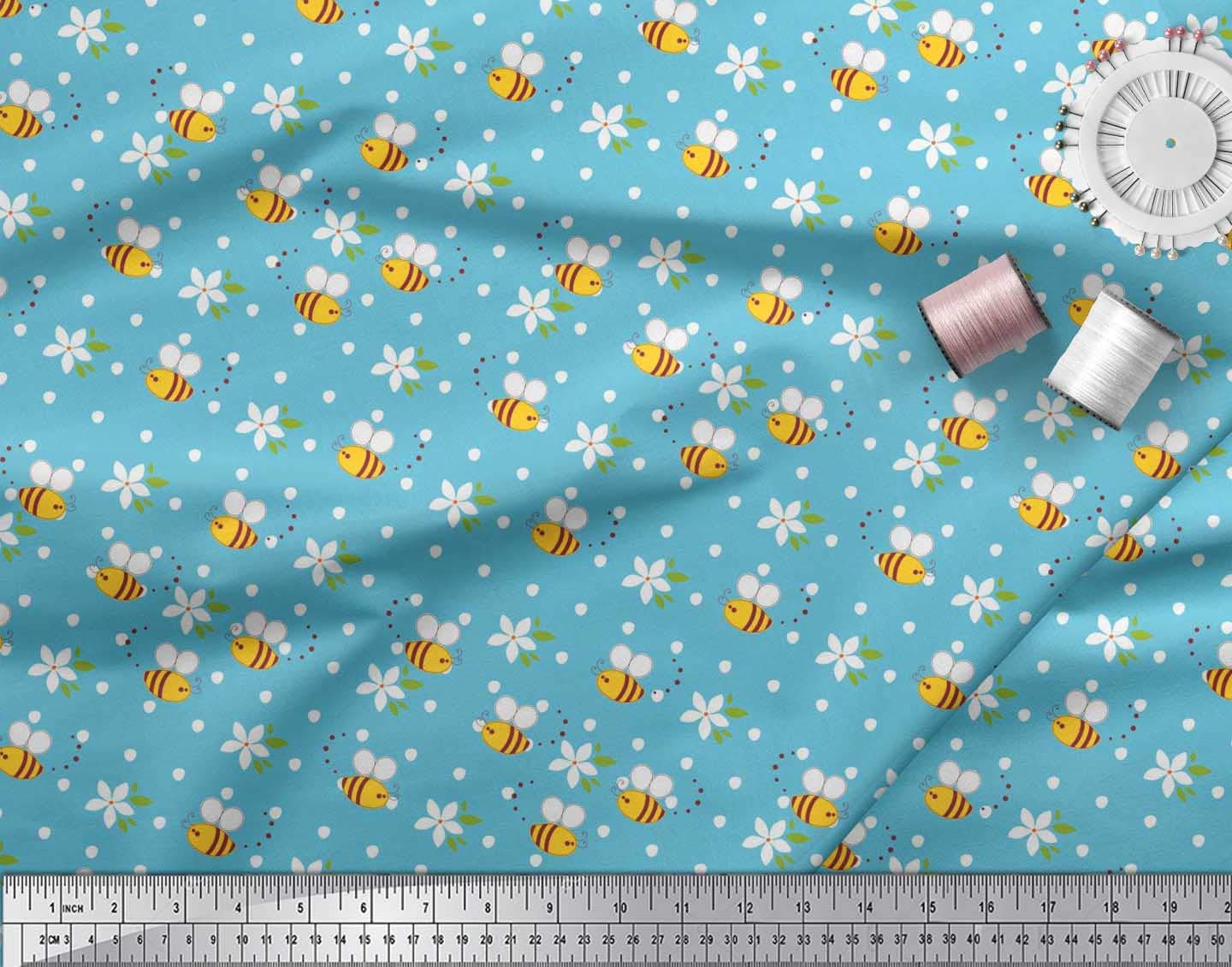 Soimoi Blue Velvet Fabric - 58