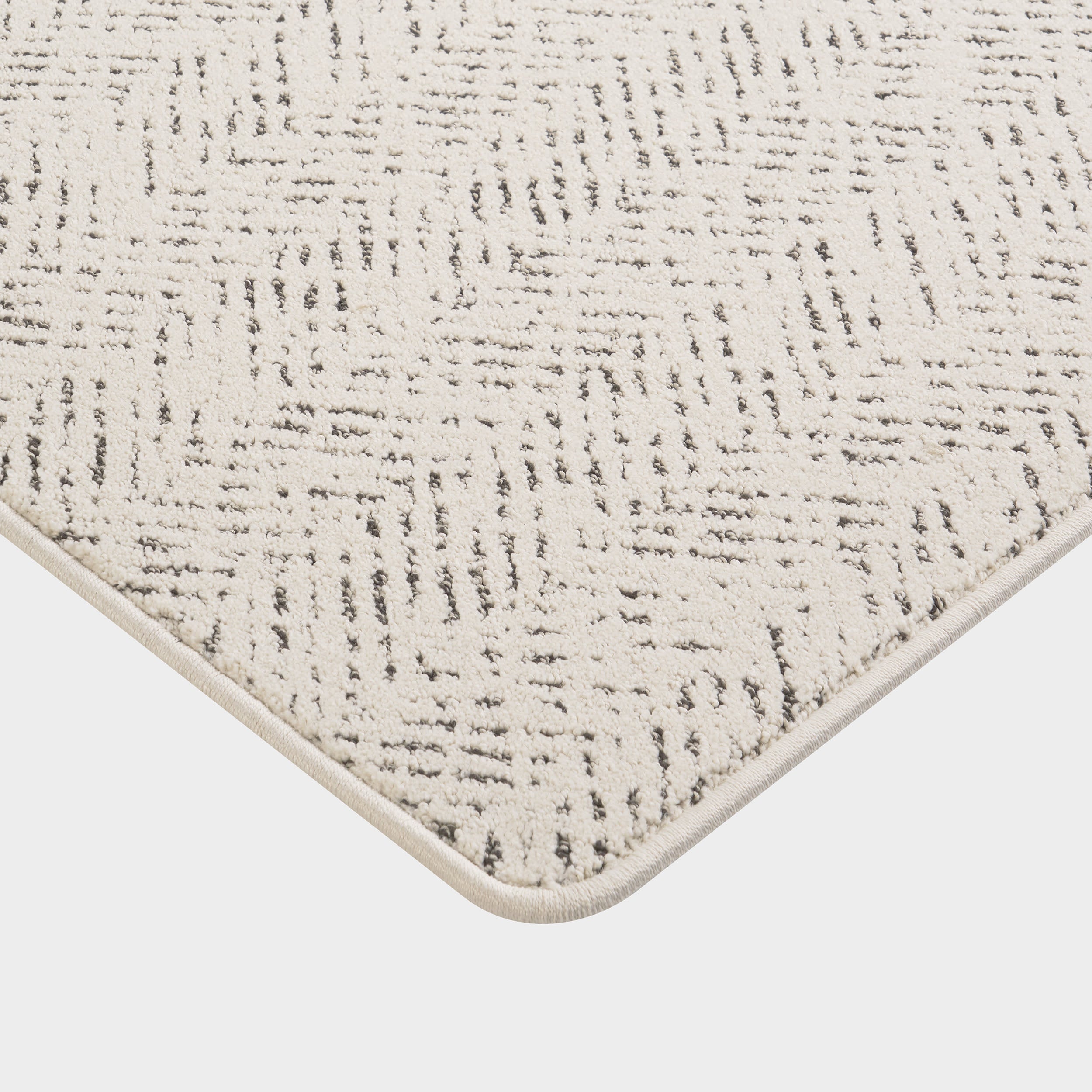 Handmade Distressed Chevron Custom Rug in Ivory - Bohemian Style Area Rug for Living Room, Bedroom & Home Decor