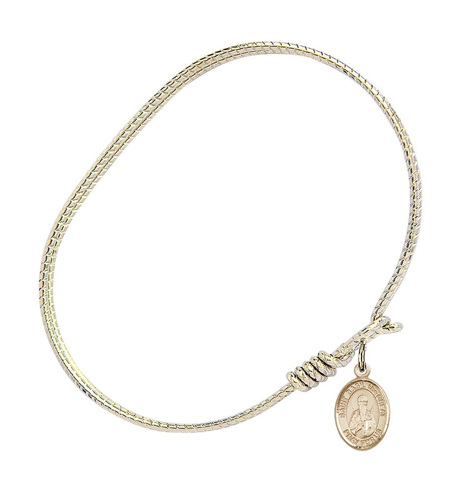 St. Basil The Great Oval Eye Hook Bangle Bracelet - Gold Filled Religious Jewelry for Women - Perfect for Church, Weddings & Special Occasions