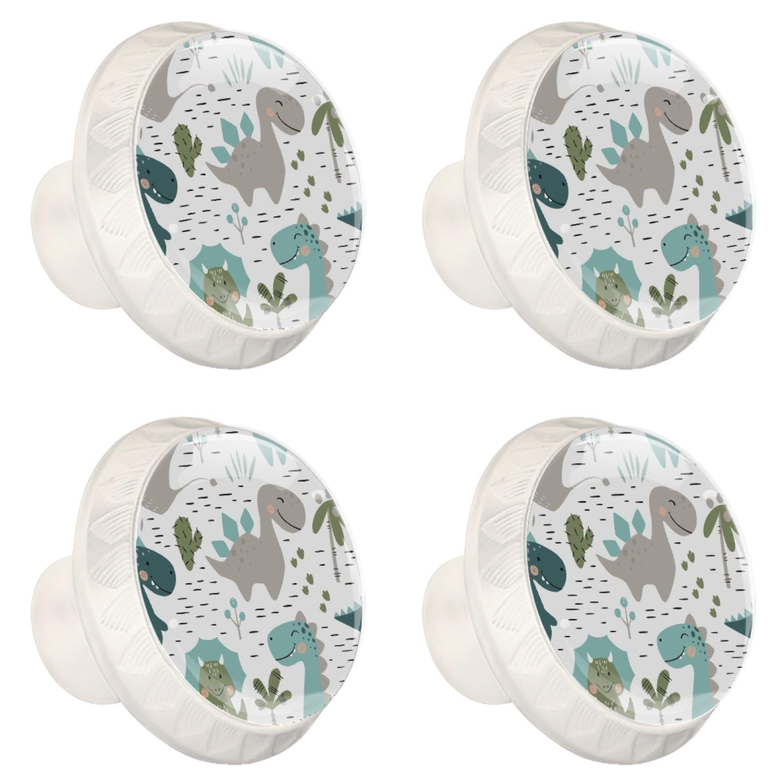 Dinosaur Cabinet Knobs - Round Decorative Drawer Pulls for Kitchen, Closet & Dresser - 4PCS Baby Boy Nursery Hardware (Perfect for Kids' Room, Playroom & Dinosaur-Themed Decor)
