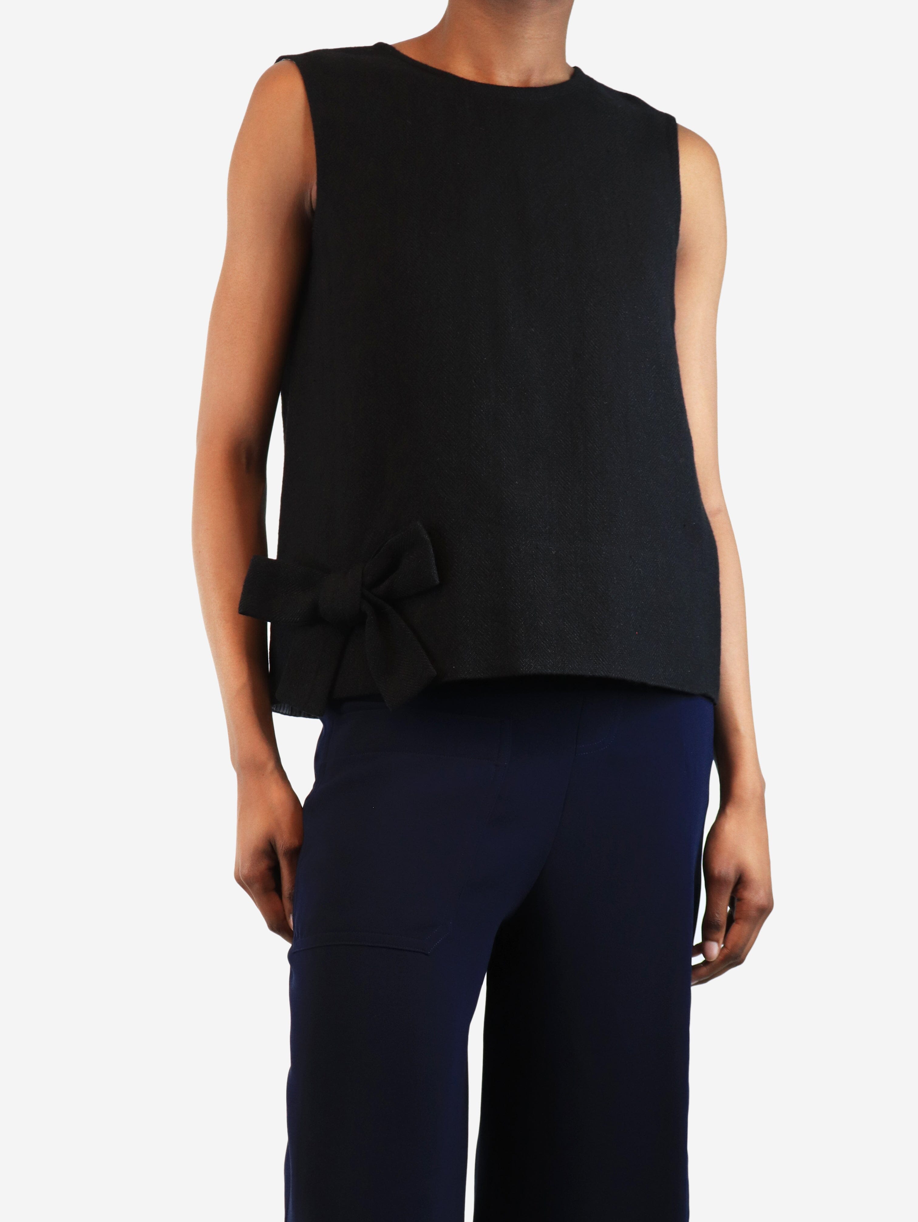 Elegant Black Sleeveless Women's Top with Bow Detail - UK Size 6 | Perfect for Summer Outfits, Casual Wear & Special Occasions