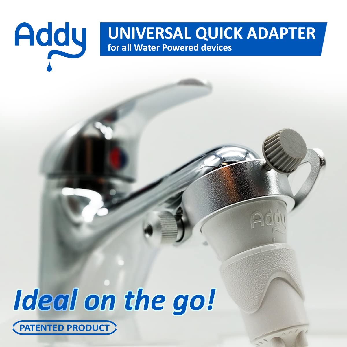 Idropulsore Dentale SoWash | Irrigatore Dentale Senza Batterie | Collega al Rubinetto | Adattatore Viaggio Addy | 3 Getti Convergenti | Prodotto Italiano | Ideale per Viaggi e Casa