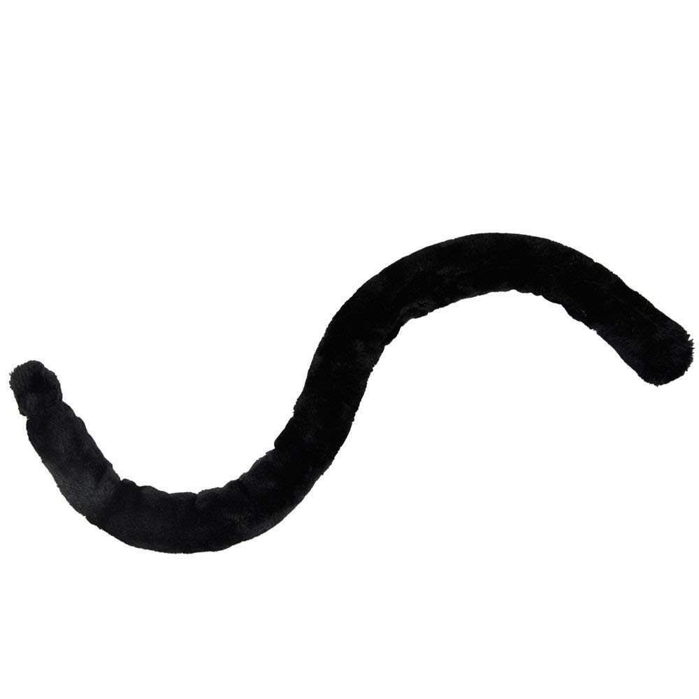 E-TING Black Cat Ears and Tail Set - Cosplay Costume Accessories for Halloween, Anime Conventions & Themed Parties - Adjustable Cat Ear Headband with Matching Fluffy Tail