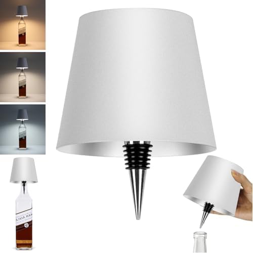 Pridola Wireless Wine Bottle Light Head - Portable LED Bottle Lamp with 3 Color Stepless Dimming, Rechargeable Touch Control for Wine Bottles (Pearl White) - Perfect for Romantic Dinners, Parties, Home Decor & Gift Giving