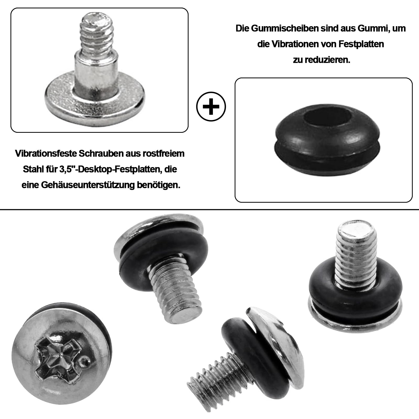 20 Pack Shockproof Computer Case Screws with Rubber Washers - Vibration Dampening Screws for Hard Drives, PC Builds & Server Racks (Perfect for Gaming PCs & Data Centers)