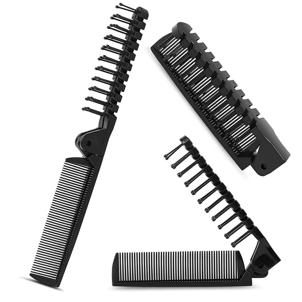 Ghelonadi 5-Piece Hair Brush Comb Set - Paddle Brush & Detangling Brush for Wet/Dry Hair - Travel Folding Hair Comb for Men & Women - Perfect for Long, Thick, Thin, Curly & Natural Hair - Ideal for Home, Travel & Salon Use